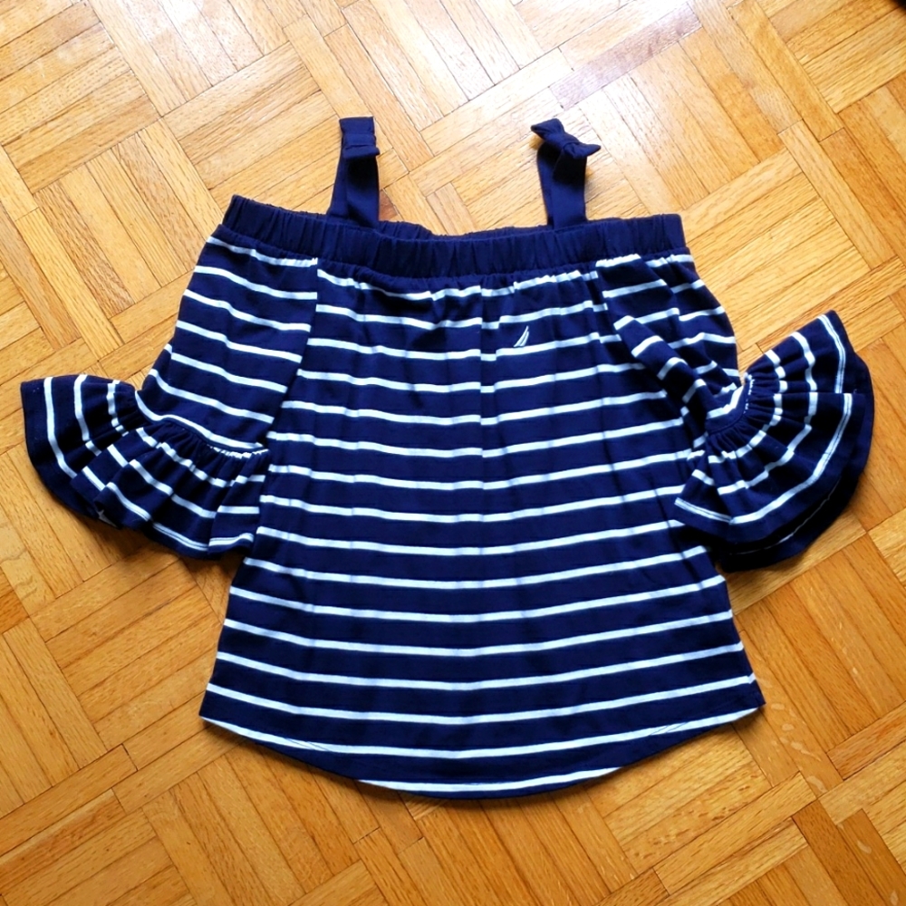 Nautica girl's navy and white blouse